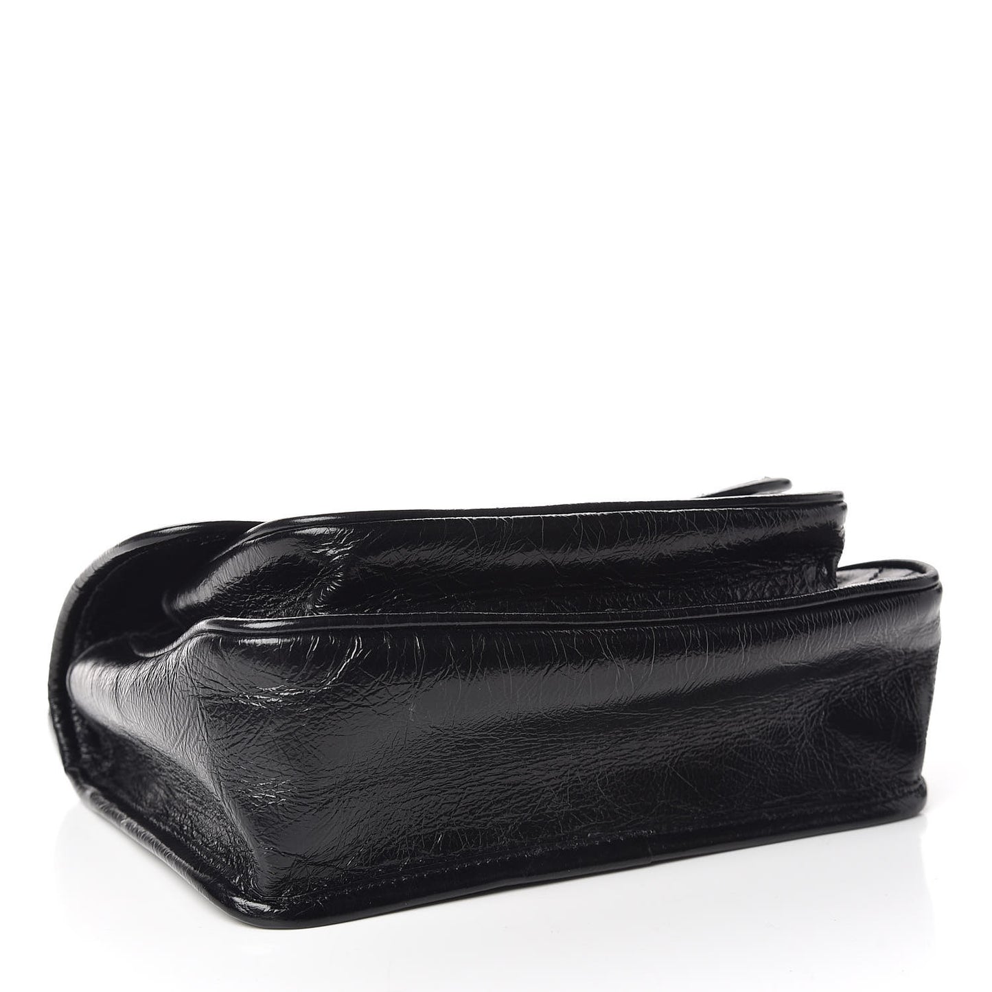 Crinkled Calfskin Matelasse Monogram Baby Niki Chain Satchel Black