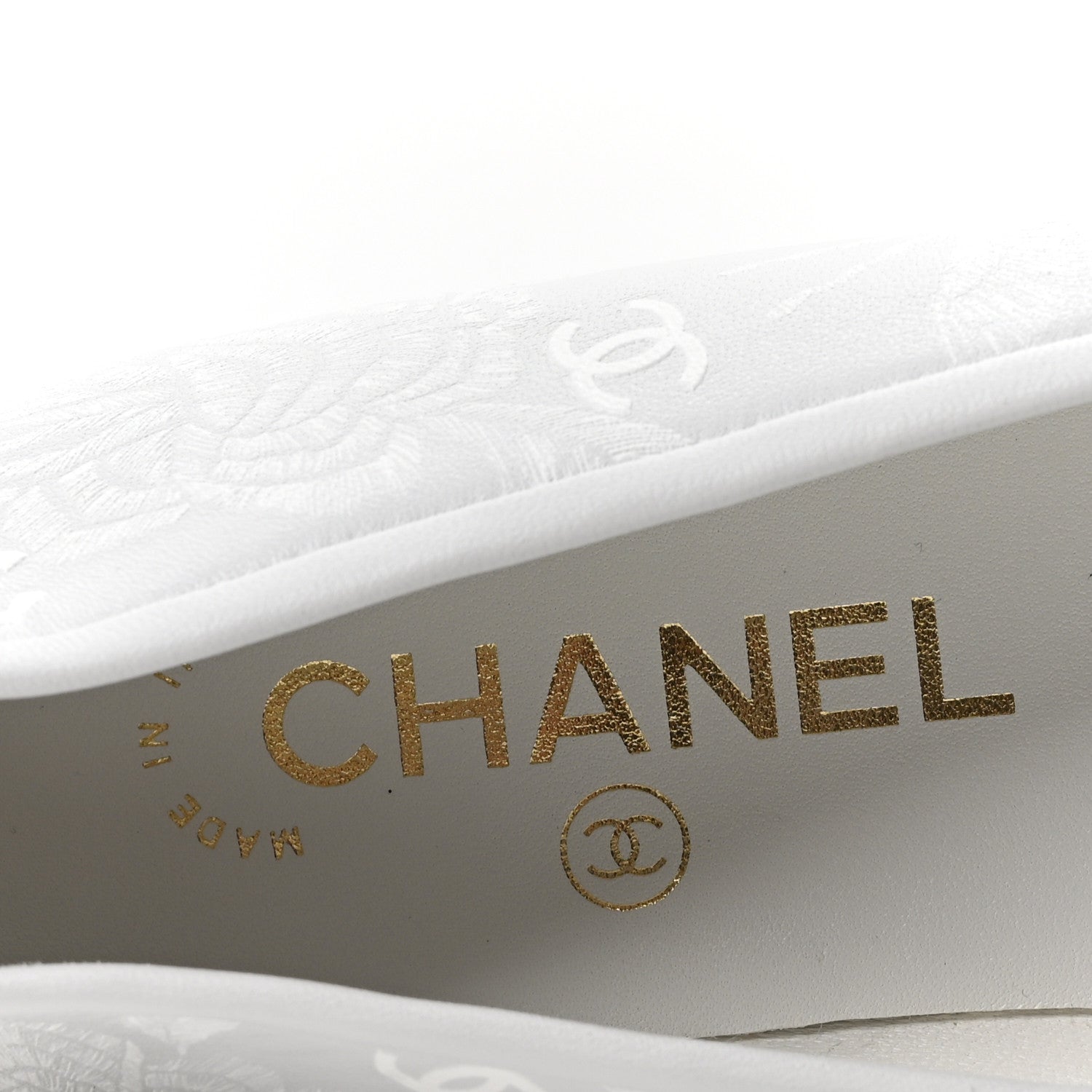 Chanel Lambskin Metallic Lambskin Cap Toe CC Ballet Flats 36 White Gold 8 of 9