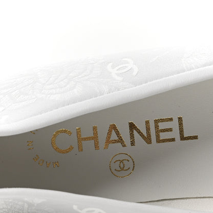 Chanel Lambskin Metallic Lambskin Cap Toe CC Ballet Flats 36 White Gold 8 of 9