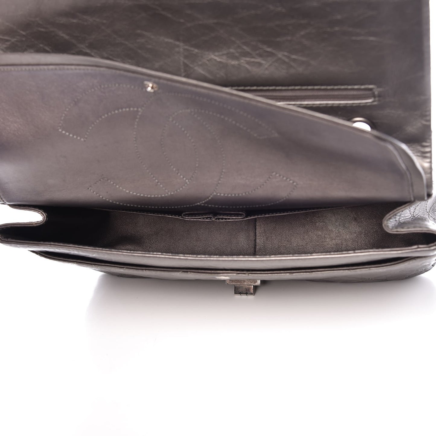 Metallic Aged Calfskin Quilted 2.55 Reissue 227 Flap Dark Silver