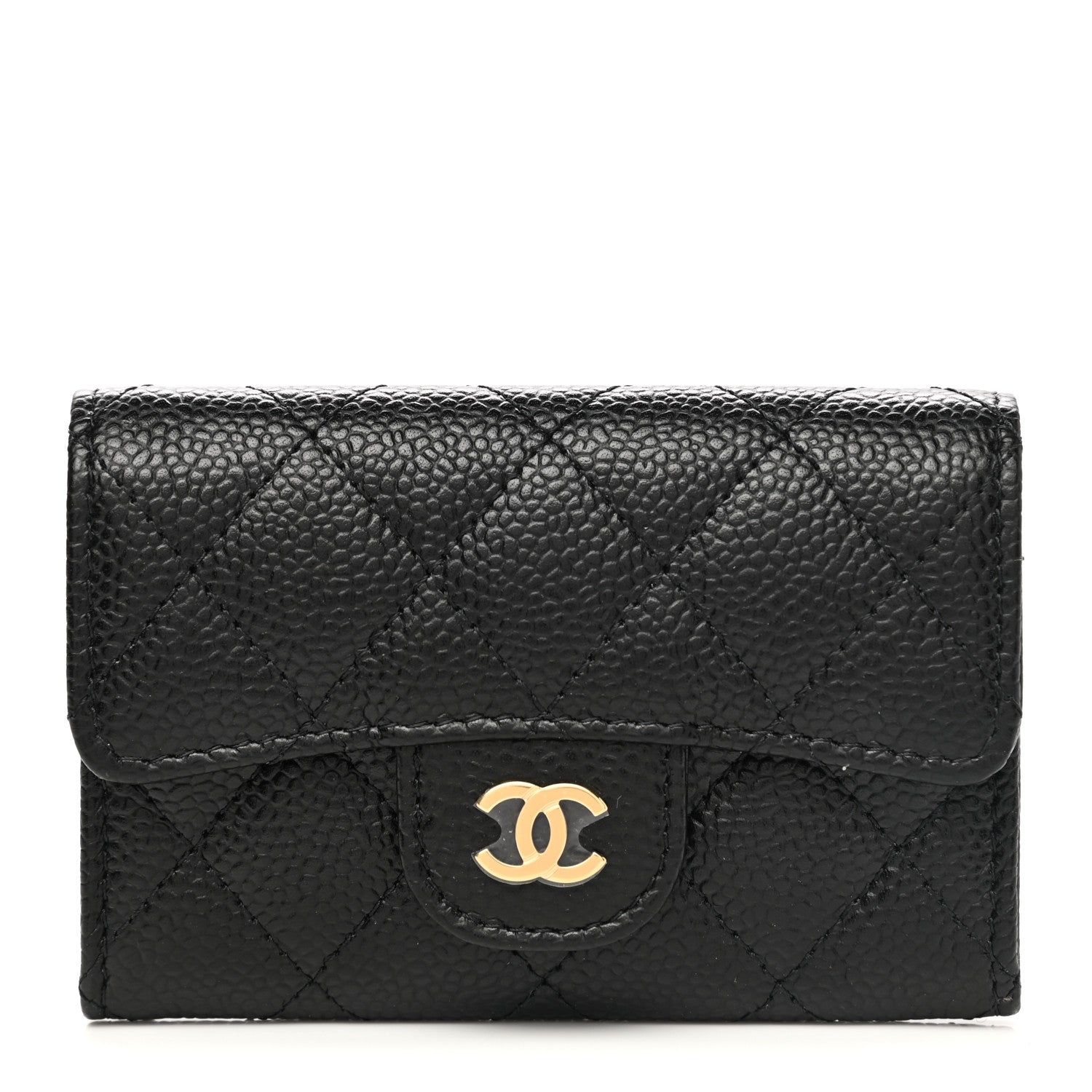 Chanel Caviar Quilted Flap Card Holder Wallet Black 1 of 9