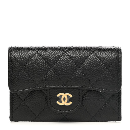 Chanel Caviar Quilted Flap Card Holder Wallet Black 1 of 9