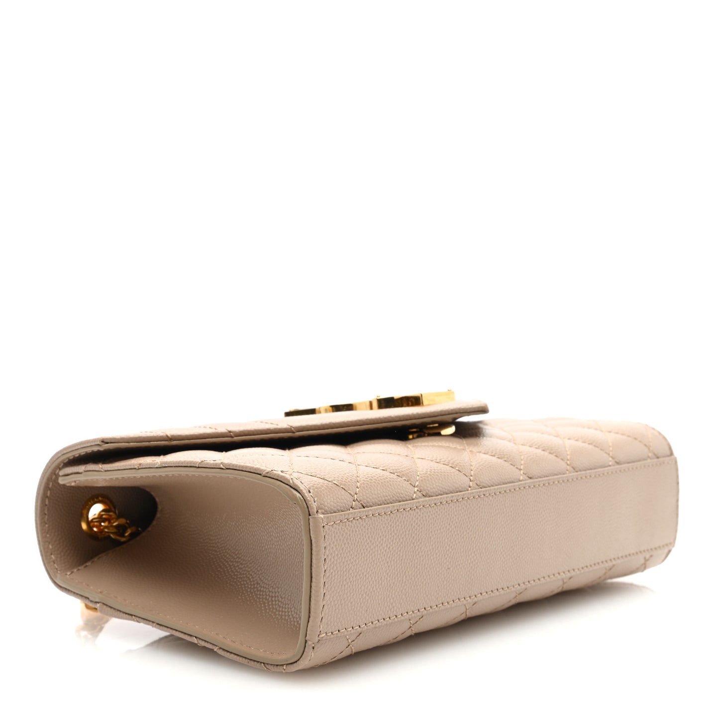 Grain De Poudre Textured Mixed Matelasse Triquilt Small Monogram Satchel Dark Beige