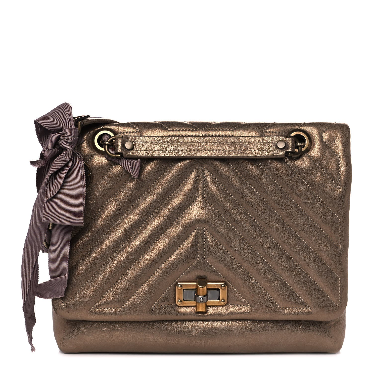 Lanvin Metallic Lambskin Quilted Medium Happy Shoulder Bag Bronze 1 of 12