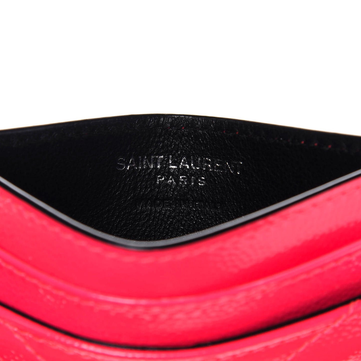 Grain De Poudre Matelasse Chevron Monogram Credit Card Case Neon Pink
