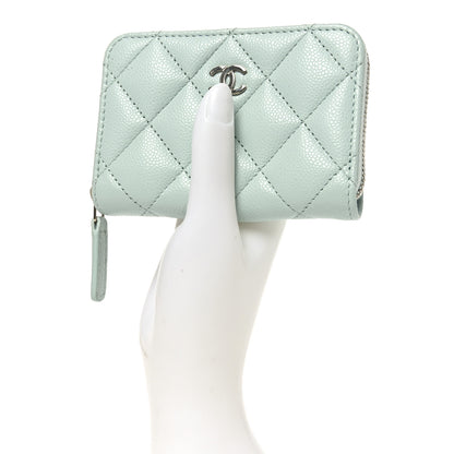 Chanel Caviar Quilted Zip Coin Purse Light Green 2 of 7