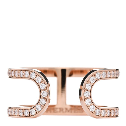 Hermes 18K Rose Gold Diamond MM Ever Chaine D'Ancre Ring 52 6 3 of 7