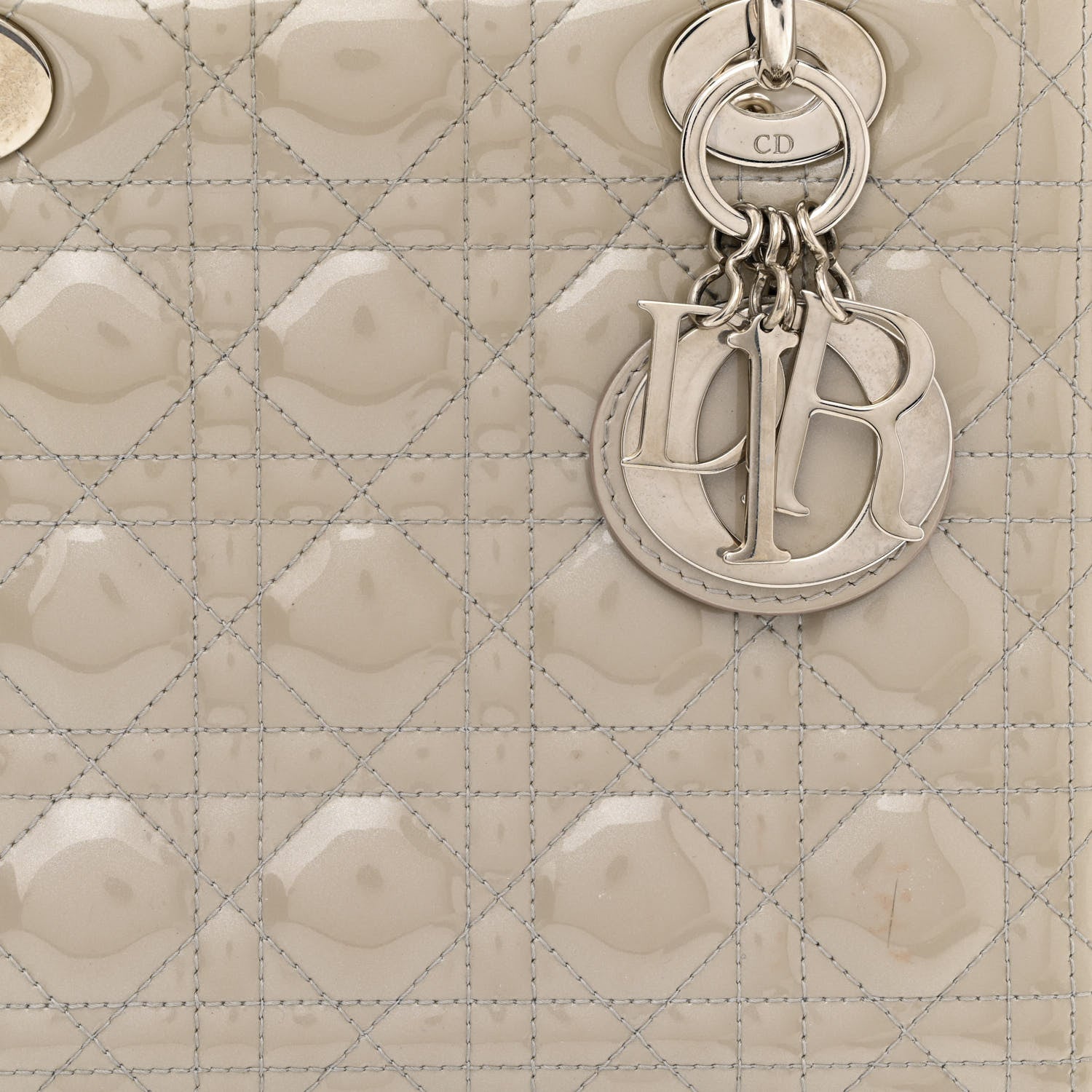 Christian Dior Pearlized Patent Cannage Medium Lady Dior Grey 8 of 12