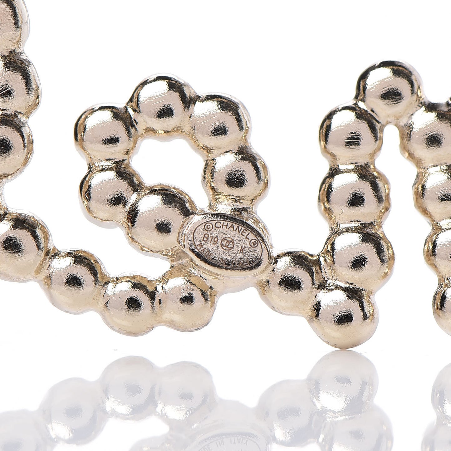 Metal Glass Swirling Pearls Brooch Pin Gold