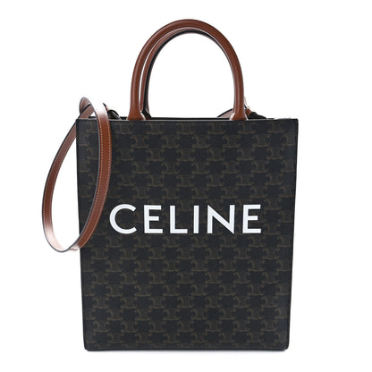 Celine Triomphe Canvas Calfskin Small Vertical Cabas Tan 1 of 11