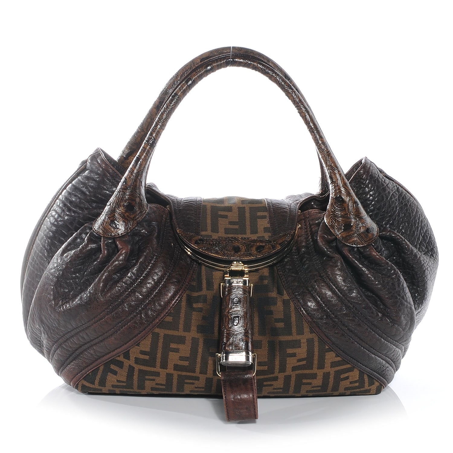 Fendi Zucca Nappa Nuvolata Vitello Tortuga Spy Tobacco Moro 1 of 9