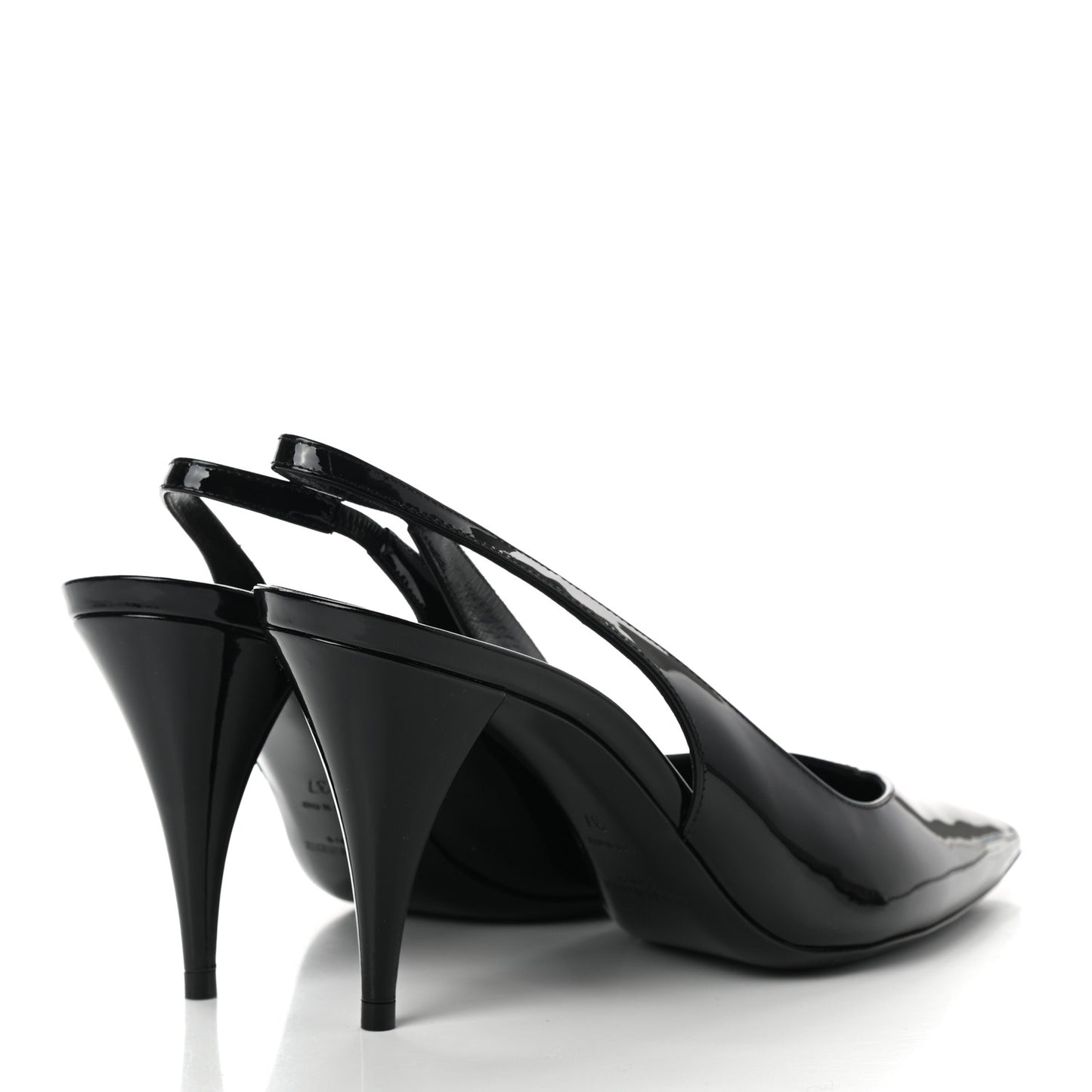 Patent Calfskin Slingback Pumps 37 Black
