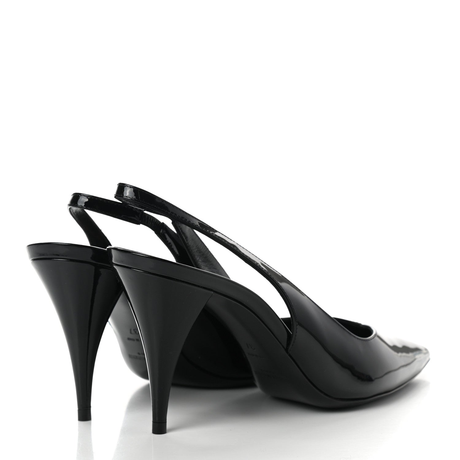 Saint Laurent Patent Calfskin Slingback Pumps 37 Black 4 of 8