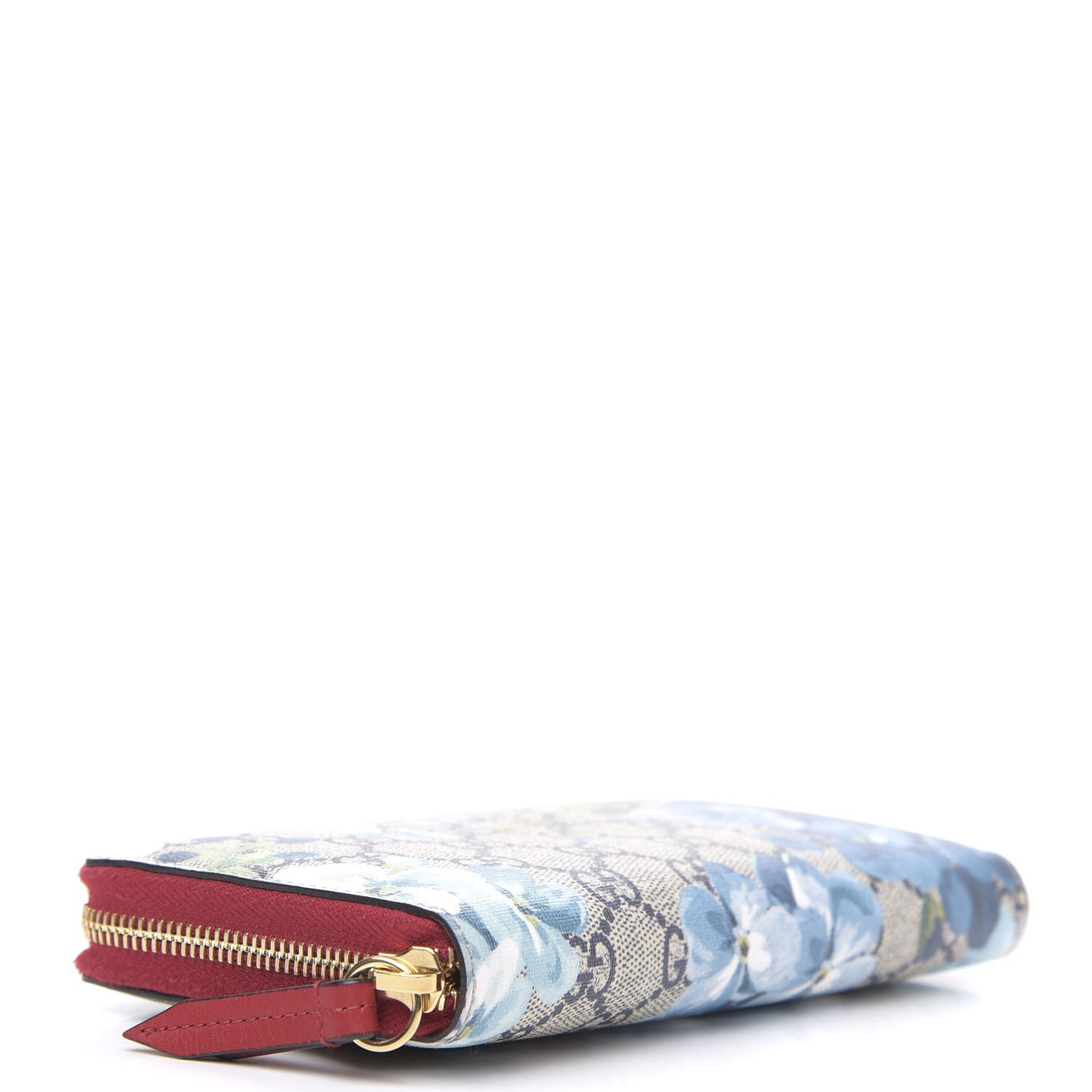 GG Supreme Monogram Blooms Zip Around Wallet Blue Red