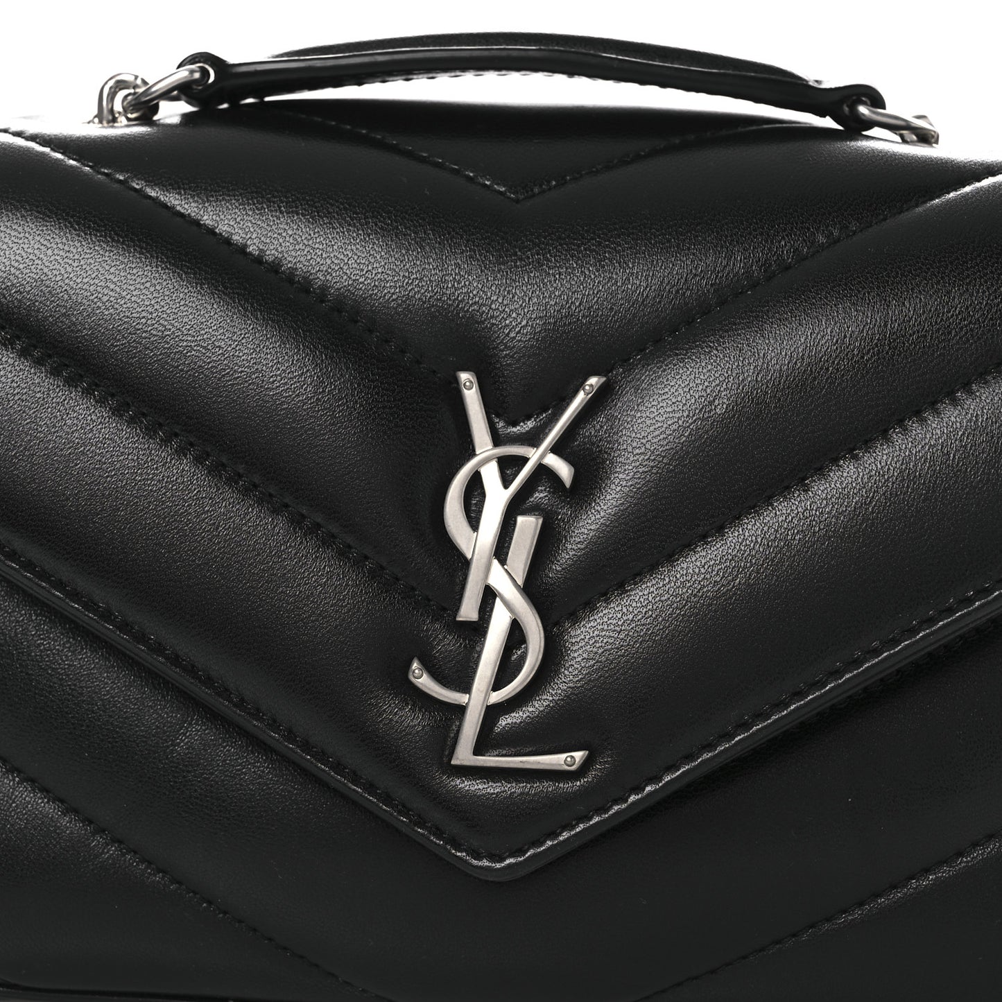 Lambskin Chevron Quilted Small Loulou Black