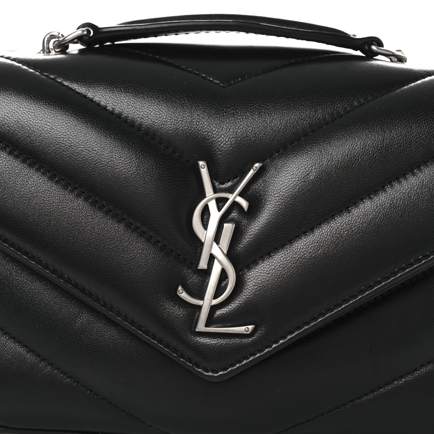 Saint Laurent Lambskin Chevron Quilted Small Loulou Black 9 of 13