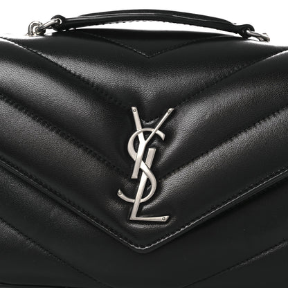 Saint Laurent Lambskin Chevron Quilted Small Loulou Black 9 of 13