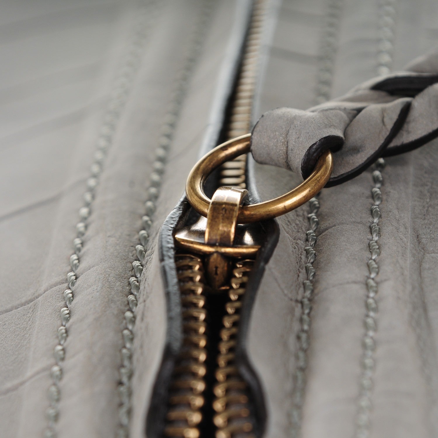 Celine Crocodile Embossed Nubuck Large Phantom Luggage Grey 7 of 8