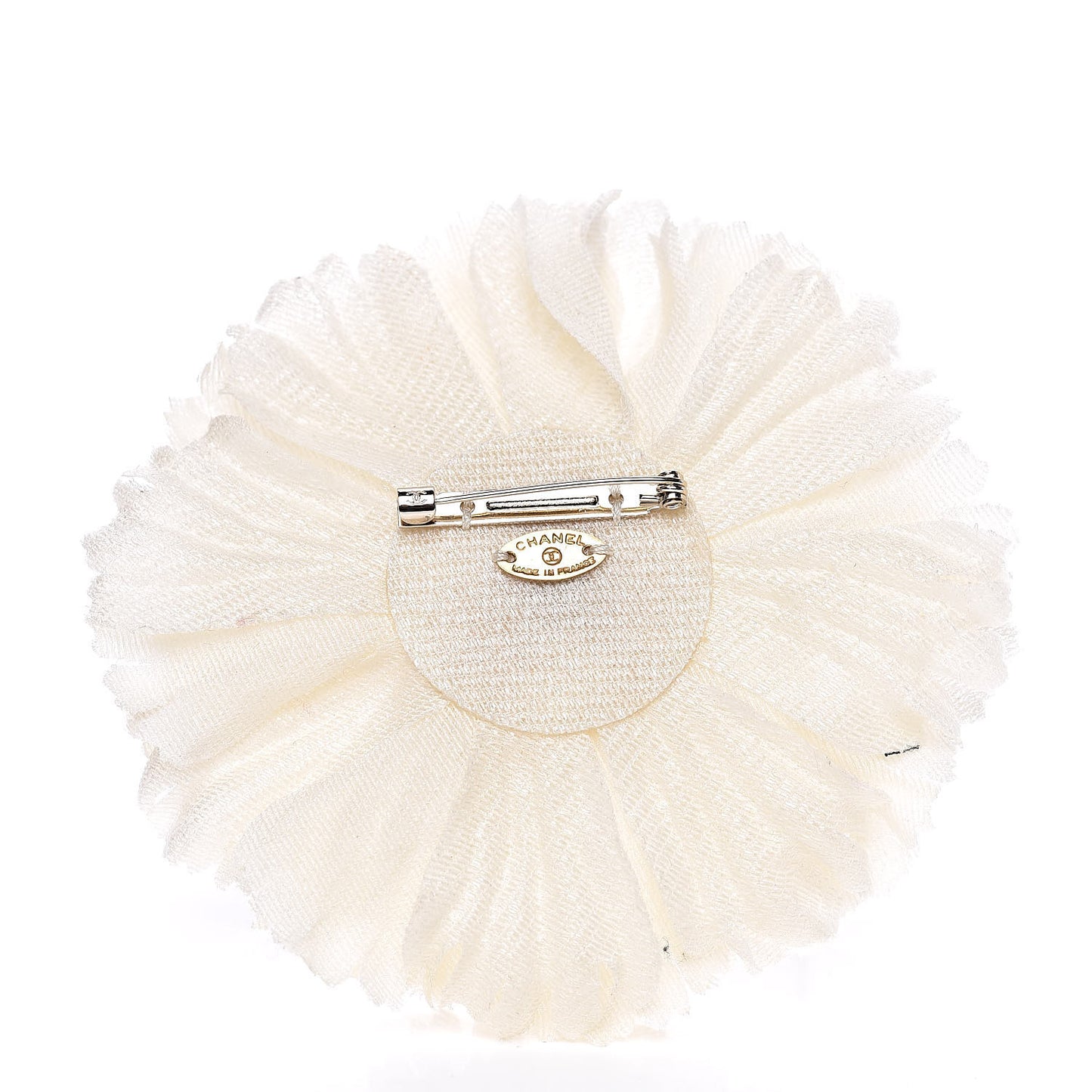 Fabric Flower Brooch White