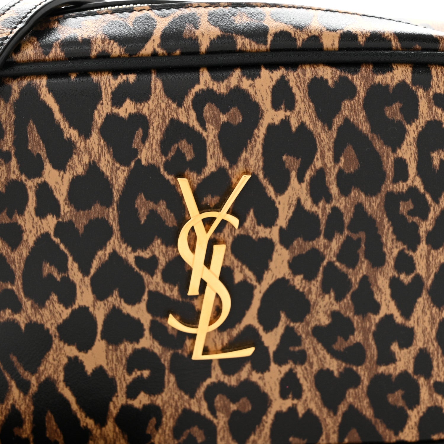 Saint Laurent Calfskin Heart Leopard Print Monogram Mini Lou Camera Bag Toffee 8 of 10