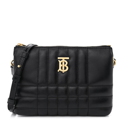 Burberry Lambskin Quilted Lola Double Pouch Crossbody Black 1 of 11