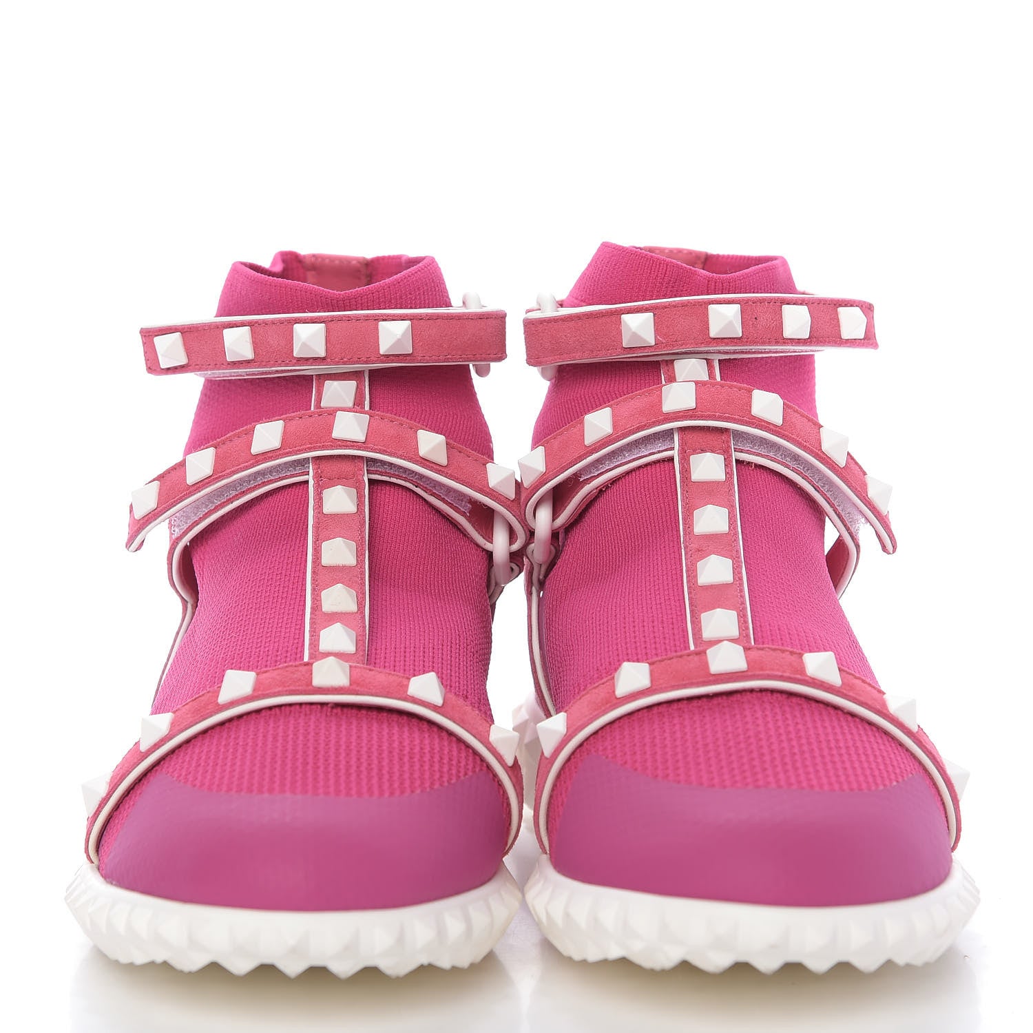 Valentino Garavani Body Tech Knit Free Rockstud Sock High Top Sneakers 37.5 Shadow Pink Optic White 2 of 10