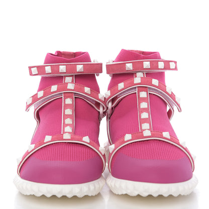 Valentino Garavani Body Tech Knit Free Rockstud Sock High Top Sneakers 37.5 Shadow Pink Optic White 2 of 10