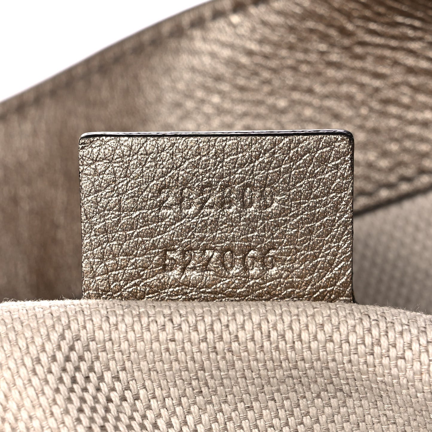 Metallic Pebbled Calfskin Medium Soho Shoulder Bag Golden Beige