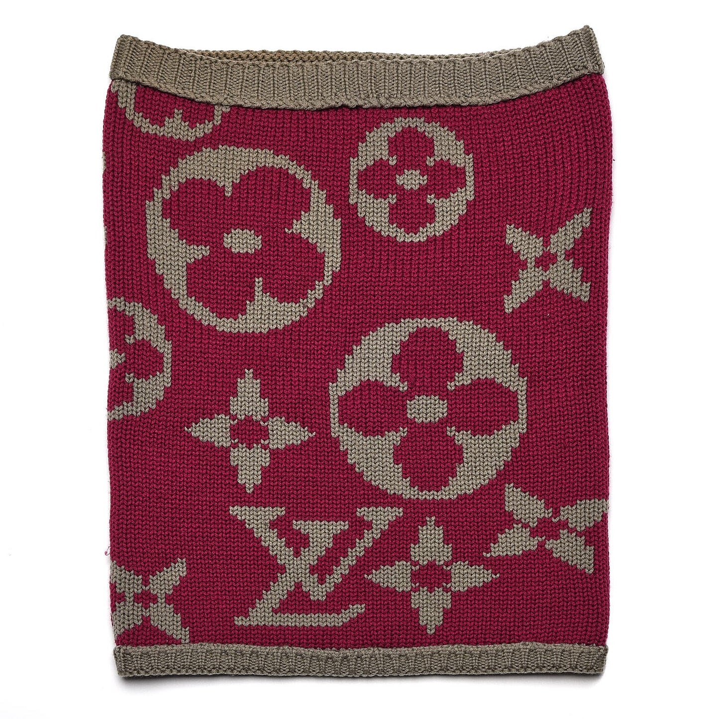 Wool Grand Froid Snood Scarf Dark Pink Grey