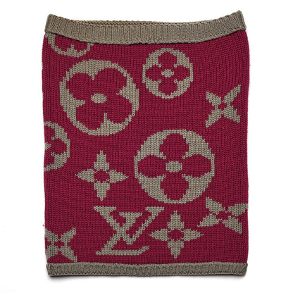 Louis Vuitton Wool Grand Froid Snood Scarf Dark Pink Grey 1 of 6