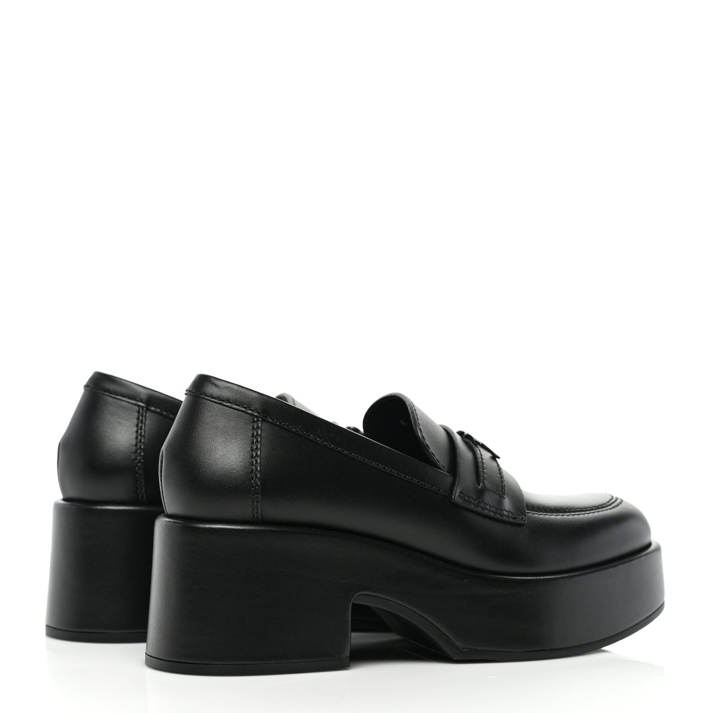 Calfskin CC Platform Loafers 35 Black