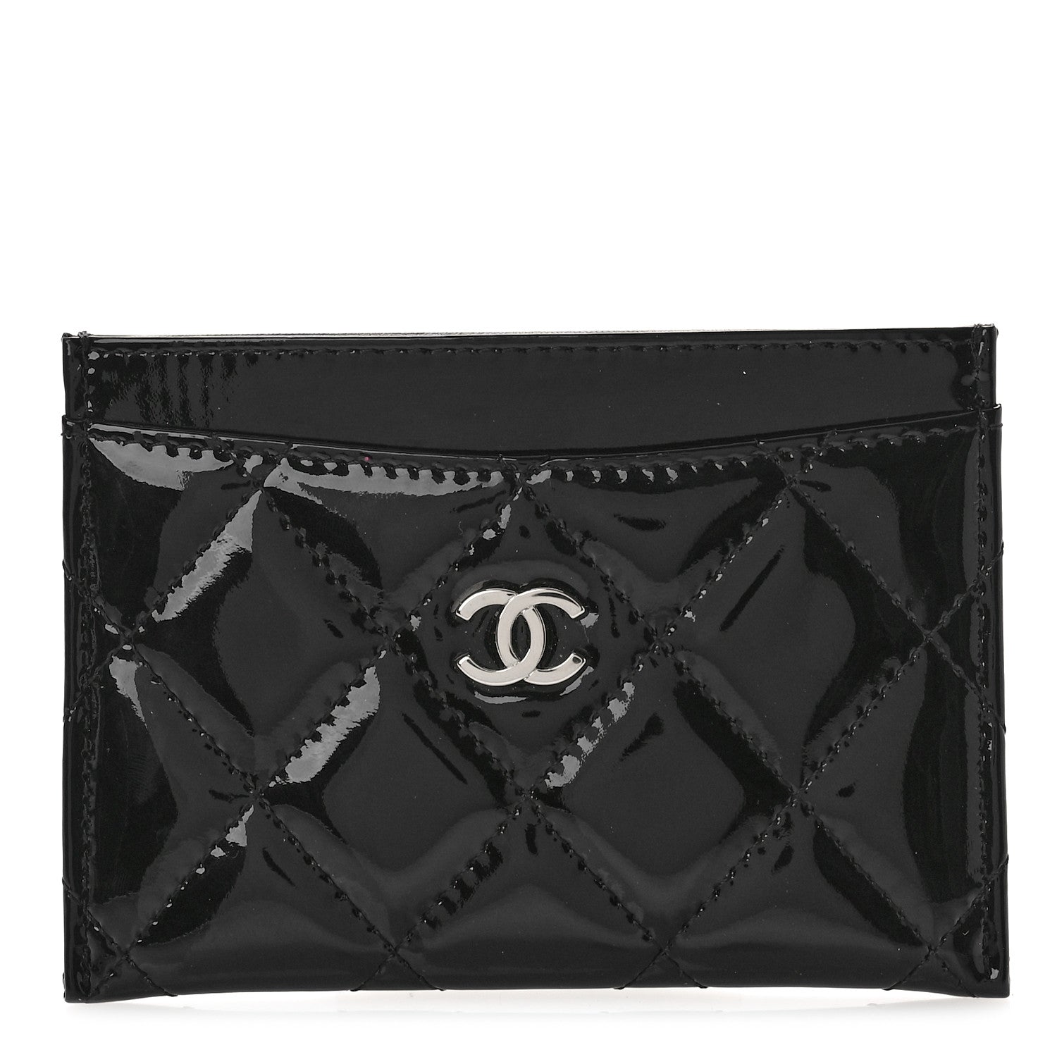 Chanel Patent Calfskin Quilted Card Holder Black 1 of 8