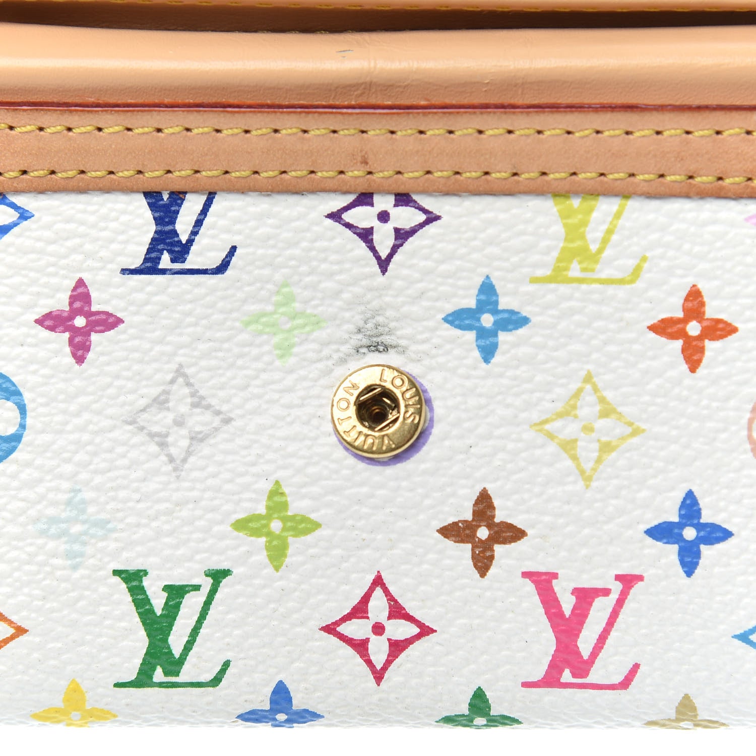 Louis Vuitton Monogram Multicolor Porte-Monnaie Plat Coin Purse White 7 of 8