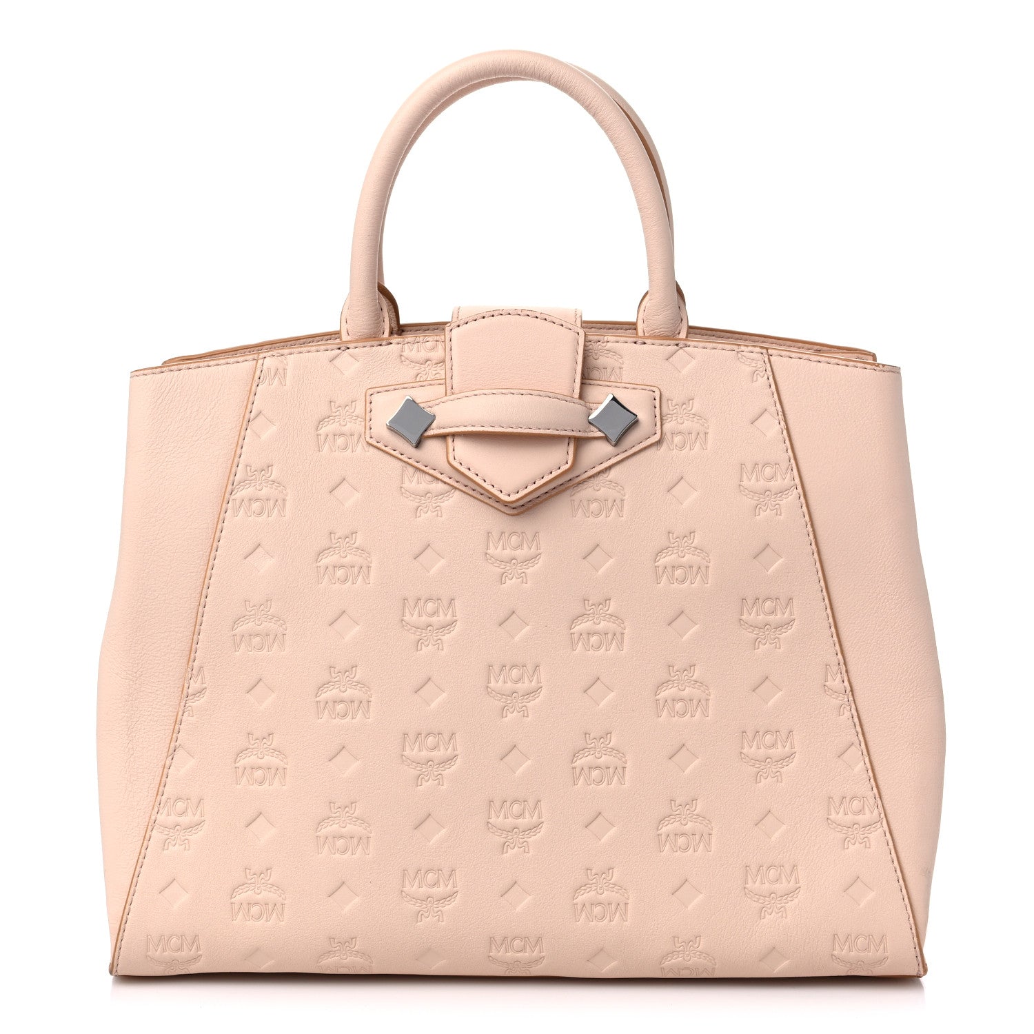 MCM Calfskin Ottomar Monogram Medium Essential Tote Bisque 1 of 12