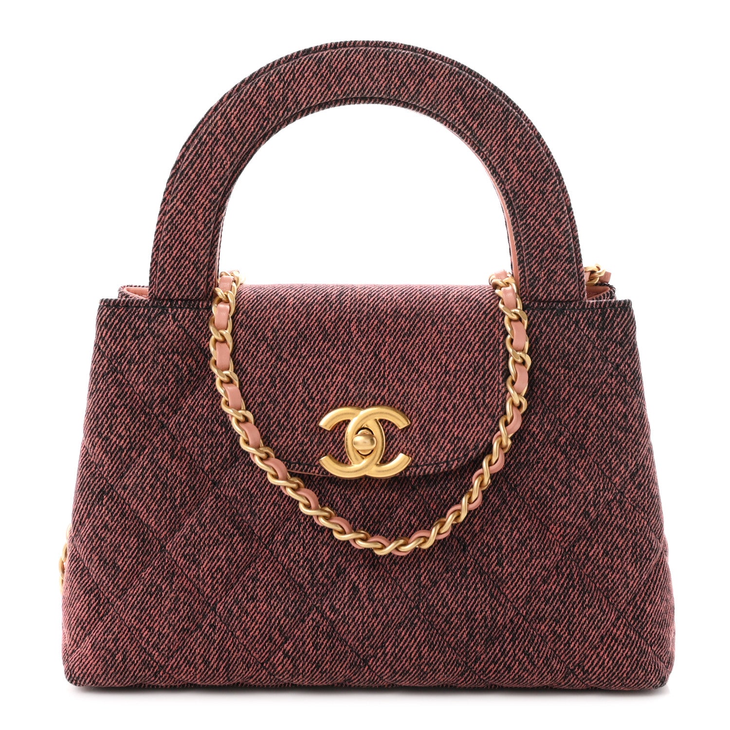 Chanel Denim Quilted Nano Kelly Shopper Orange Black 1 of 11