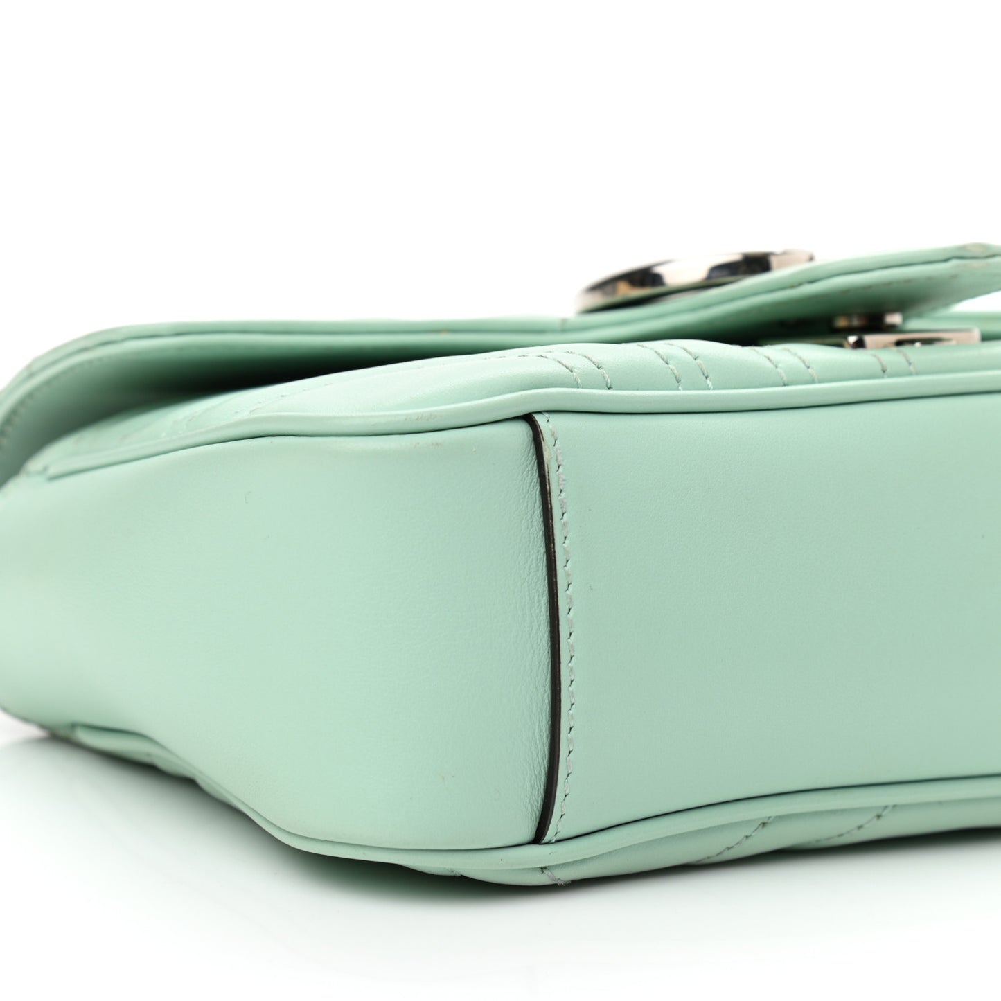Calfskin Matelasse Mini GG Marmont Shoulder Bag Water Green