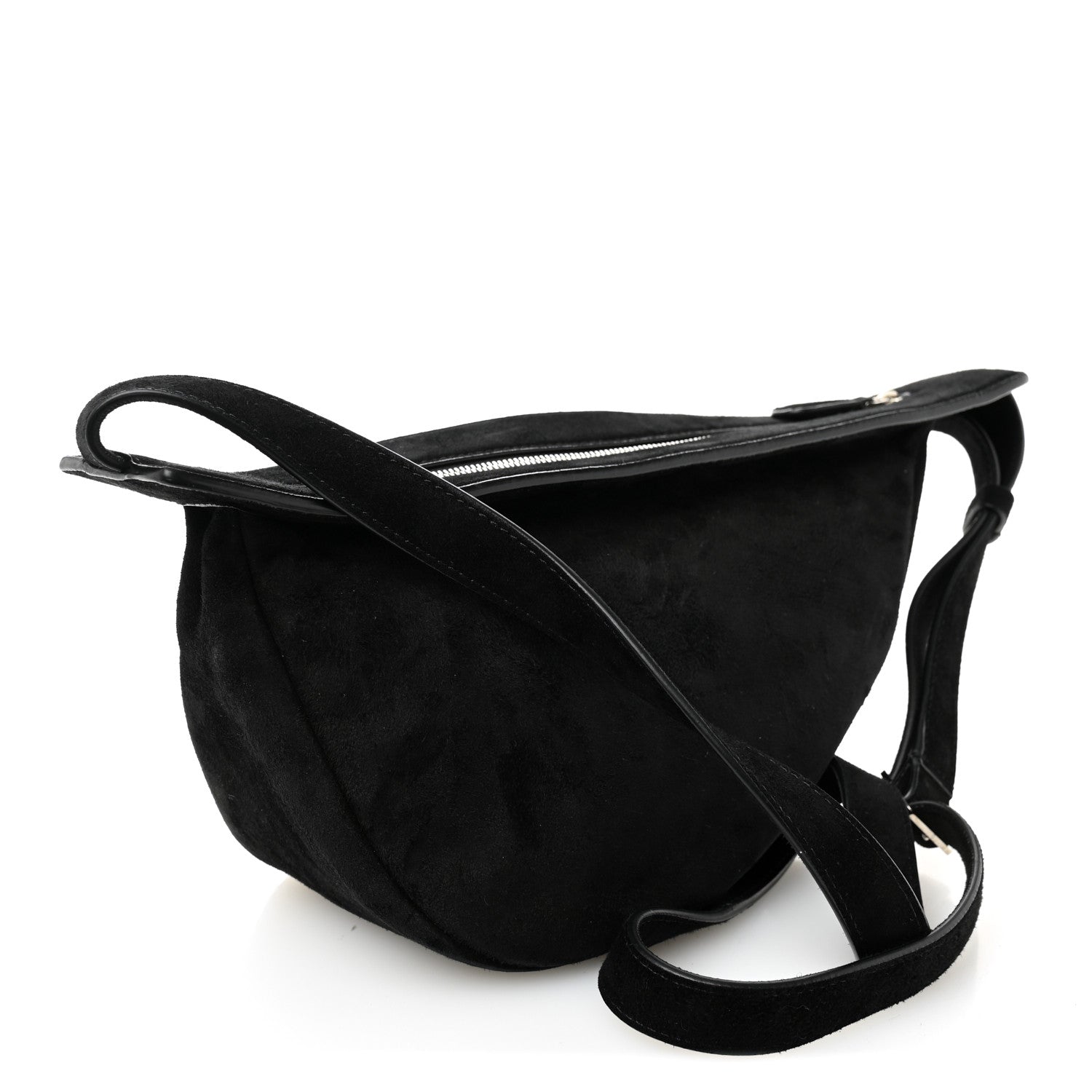 The Row Suede Small Slouchy Banana Bag Black 3 of 11