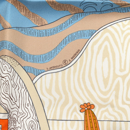 Hermes Silk Le Premier Chant Scarf 90 Abricot Ciel Vert 5 of 6