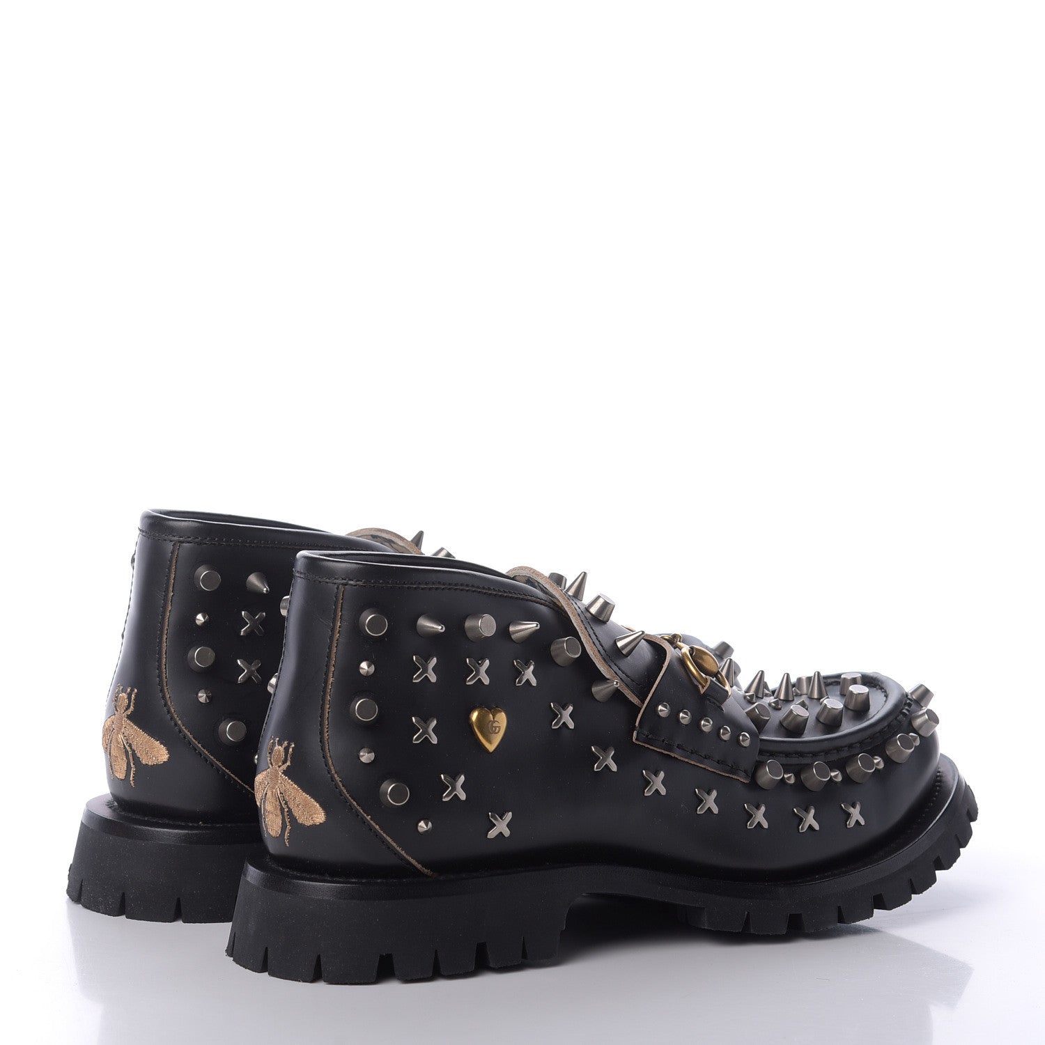 Gucci Cordovan Lux Studded Mens Harald Horsebit Ankle Boots 10 Black 4 of 10