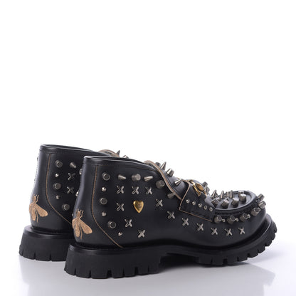 Gucci Cordovan Lux Studded Mens Harald Horsebit Ankle Boots 10 Black 4 of 10