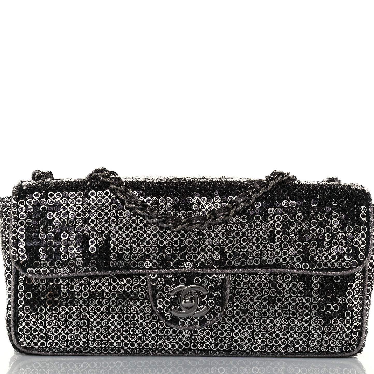 Sequin East West Flap Dark Silver