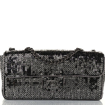 Chanel Sequin East West Flap Dark Silver 9 of 12