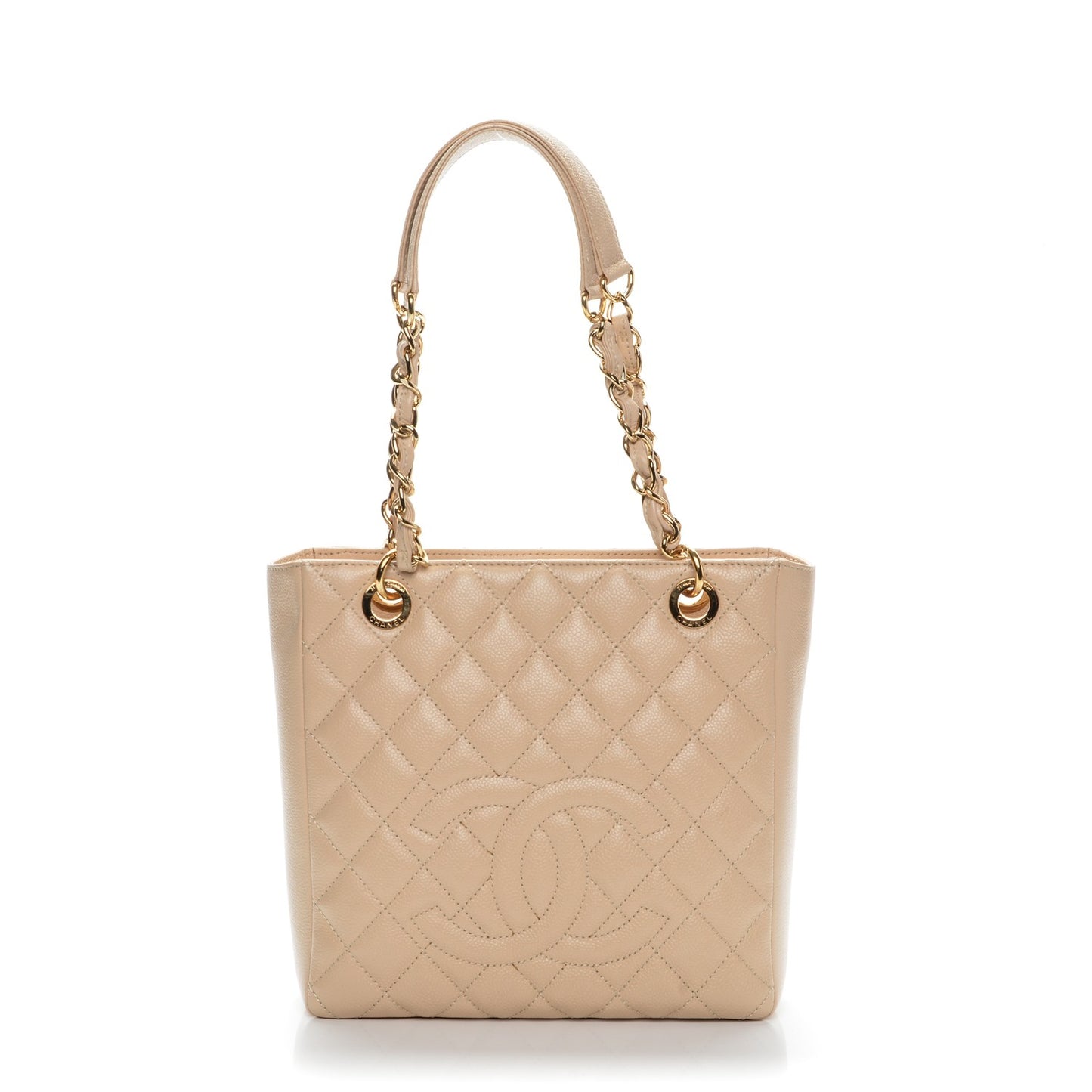 Caviar Quilted Petit Shopping Tote PST Beige Clair
