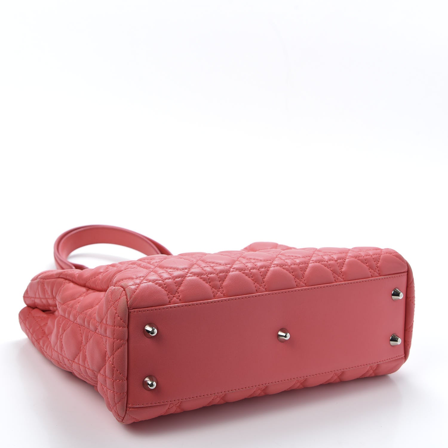 Christian Dior Lambskin Cannage Small Dior Soft Shopping Tote Coral 3 of 12