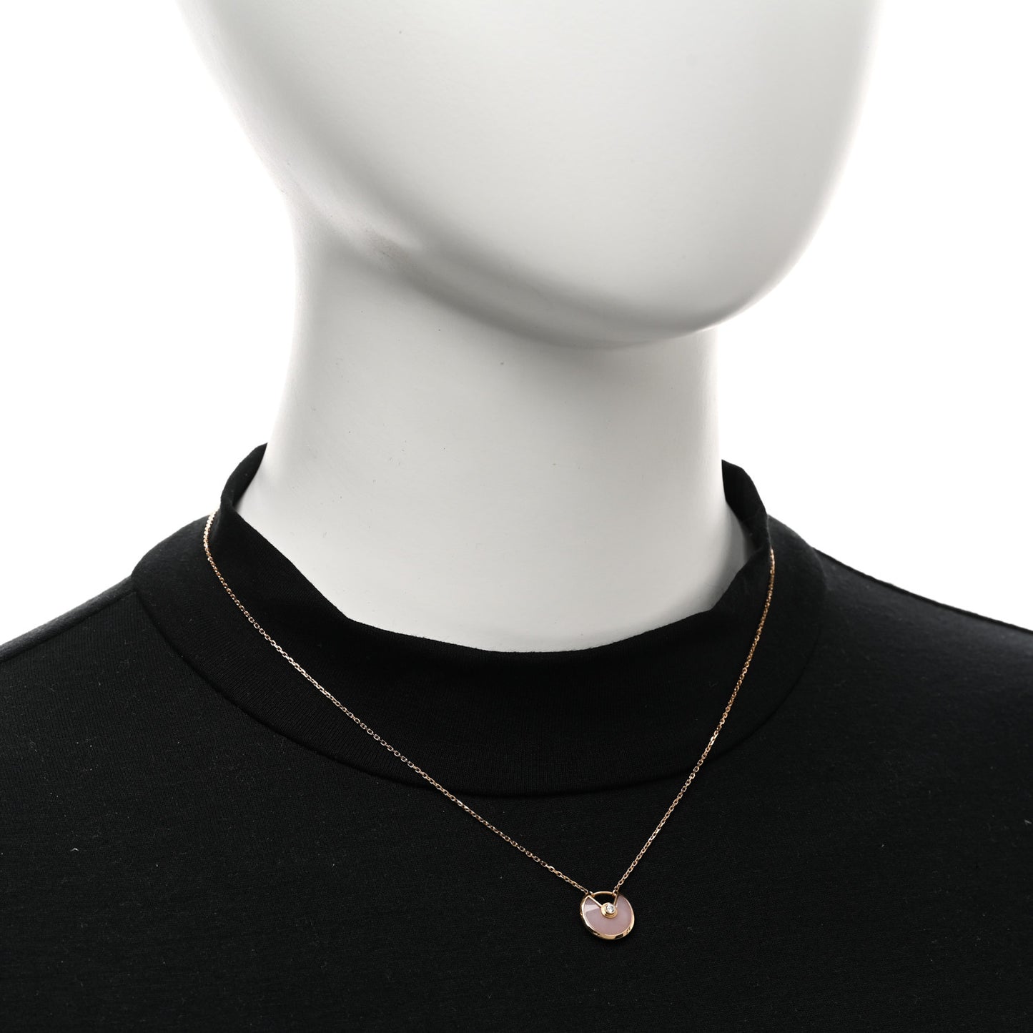 18K Pink Gold Diamond Pink Opal XS Amulette de Cartier Pendant Necklace