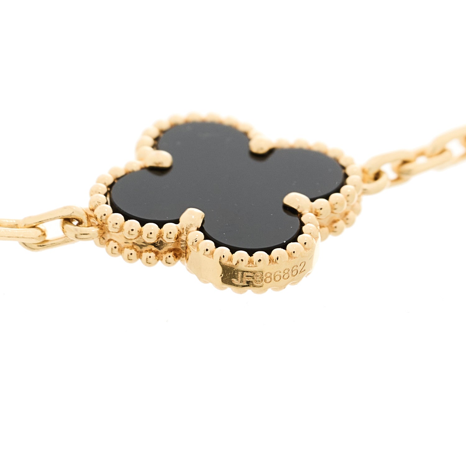 Van Cleef & Arpels 18K Yellow Gold Black Onyx 5 Motifs Vintage Alhambra Bracelet 4 of 5