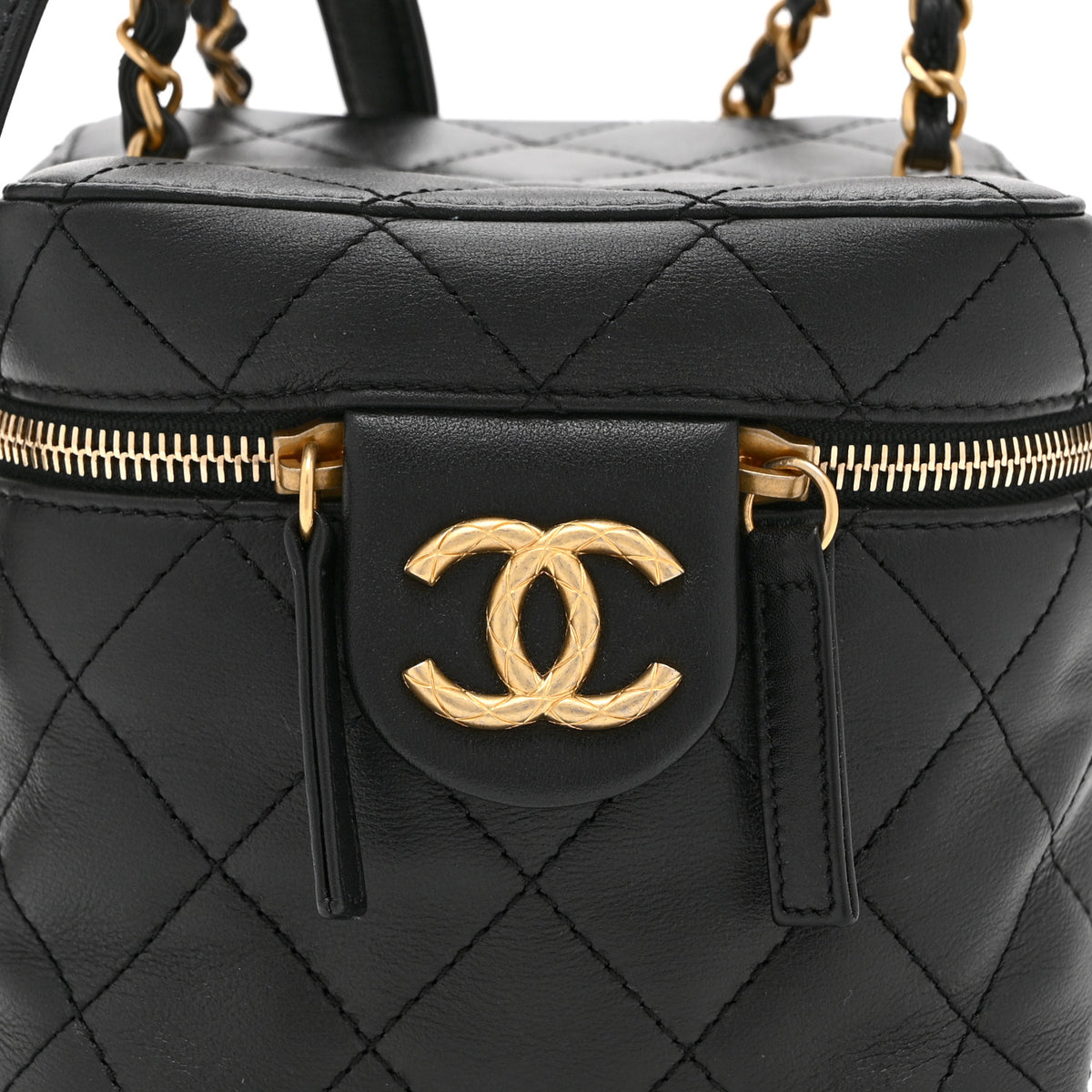 Chanel Calfskin Quilted Small Vanity Case With Chain Black 9 of 11