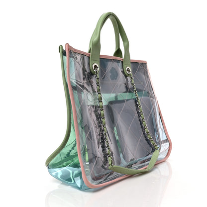 Chanel PVC Lambskin Stitched Medium Coco Splash Shopping Bag Blue Green 2 of 7