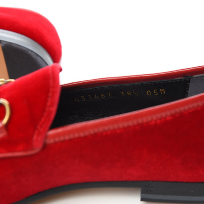 Gucci Velvet Horsebit Womens Jordaan Loafers 38.5 Hibiscus Red 8 of 9