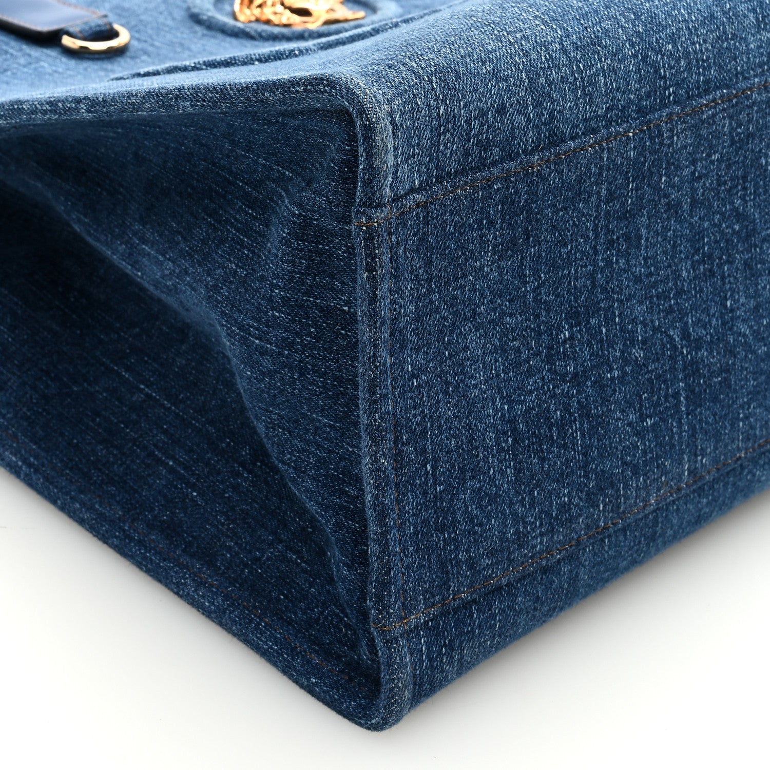 Versace Denim Calfskin La Medusa Tote Bag Blue 8 of 9